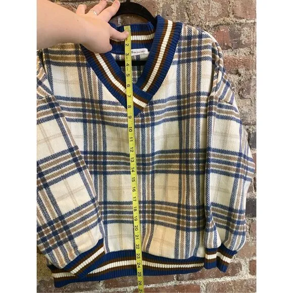 K.S be your style Blue/White Plaid Varsity Pullover Sweater Women’s Size 6