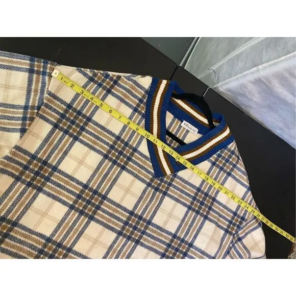 K.S be your style Blue/White Plaid Varsity Pullover Sweater Women’s Size 6