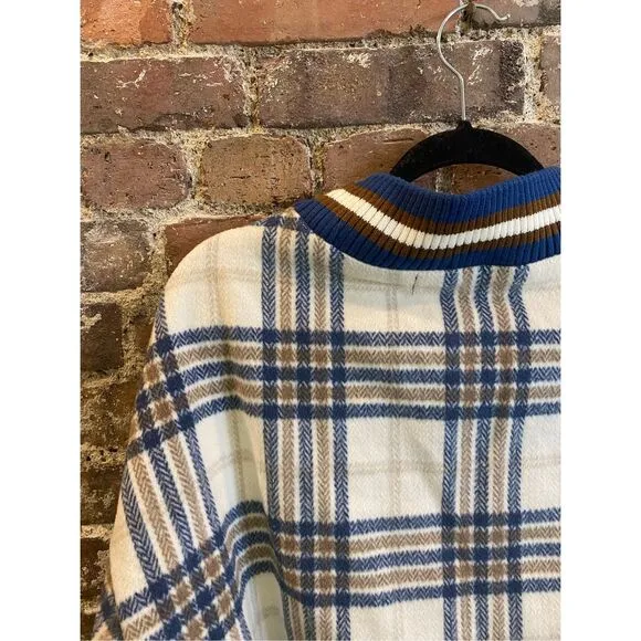 K.S be your style Blue/White Plaid Varsity Pullover Sweater Women’s Size 6