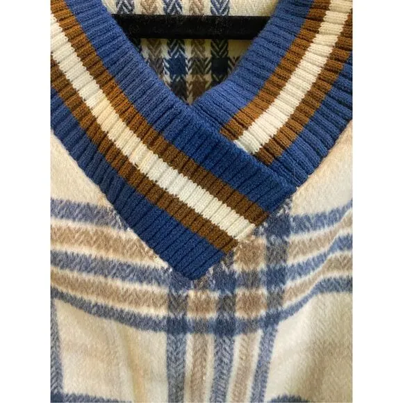 K.S be your style Blue/White Plaid Varsity Pullover Sweater Women’s Size 6