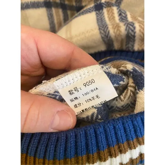 K.S be your style Blue/White Plaid Varsity Pullover Sweater Women’s Size 6