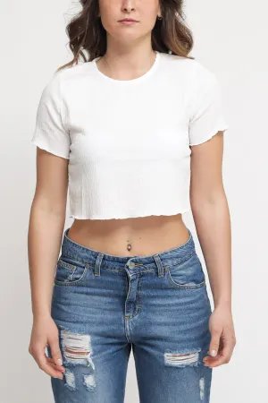 Ladies Top - Off White Plisse