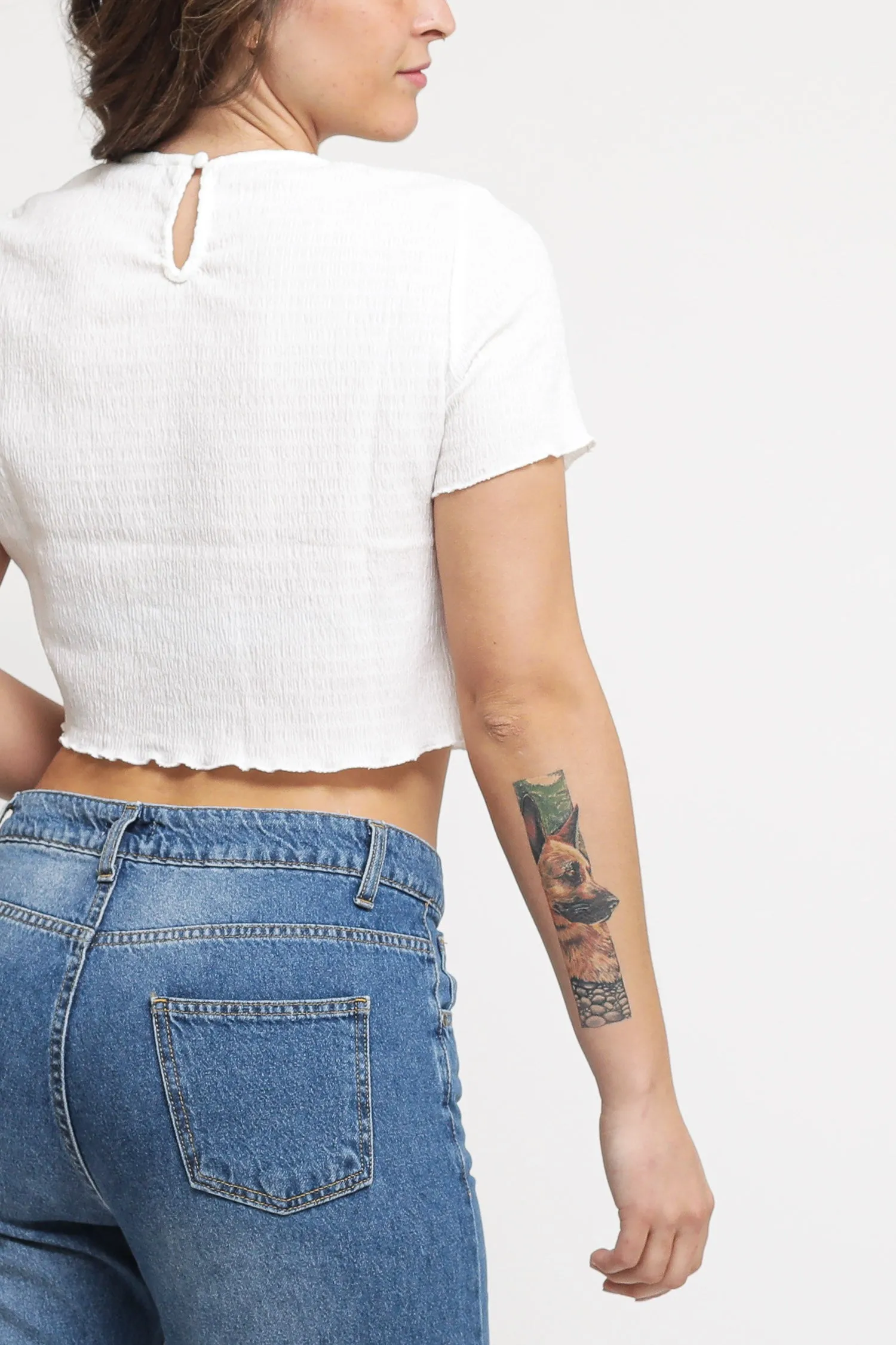 Ladies Top - Off White Plisse