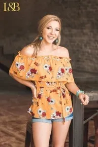 L&B Floral side tie and off shoulder top