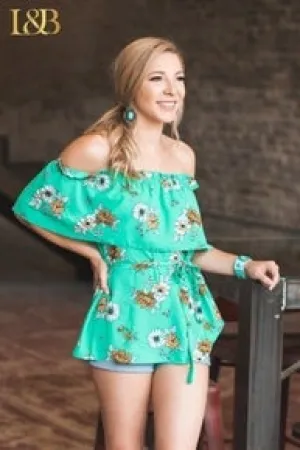 L&B Floral side tie and off shoulder top