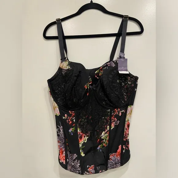 Lane Bryant Lace/Floral Print Corset - 42DD - NWT!