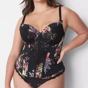 Lane Bryant Lace/Floral Print Corset - 42DD - NWT!
