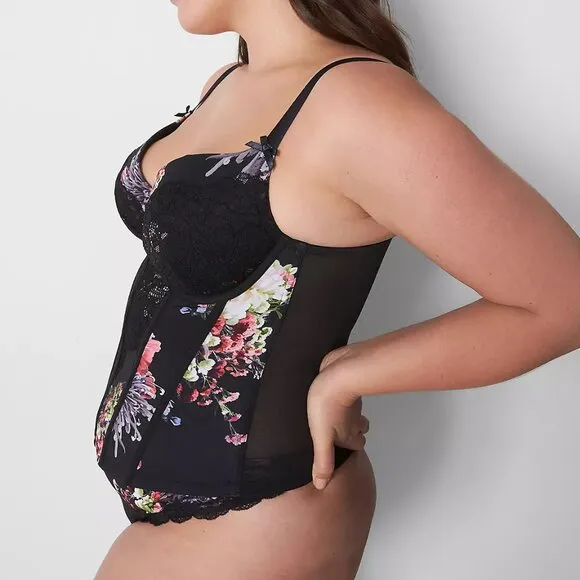 Lane Bryant Lace/Floral Print Corset - 42DD - NWT!