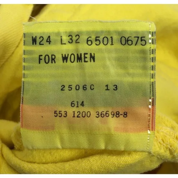 Levis 501 For Women 24x32 Yellow Jeans VTG Button Fly Straight Leg Made In USA