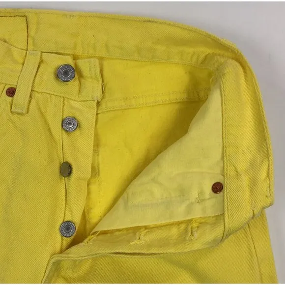 Levis 501 For Women 24x32 Yellow Jeans VTG Button Fly Straight Leg Made In USA