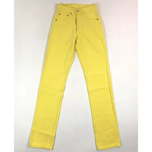 Levis 501 For Women 24x32 Yellow Jeans VTG Button Fly Straight Leg Made In USA
