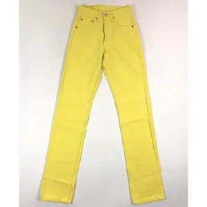 Levis 501 For Women 24x32 Yellow Jeans VTG Button Fly Straight Leg Made In USA