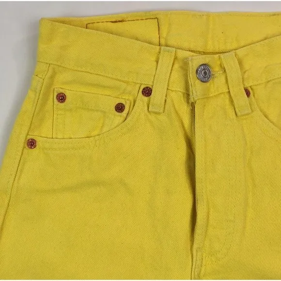 Levis 501 For Women 24x32 Yellow Jeans VTG Button Fly Straight Leg Made In USA