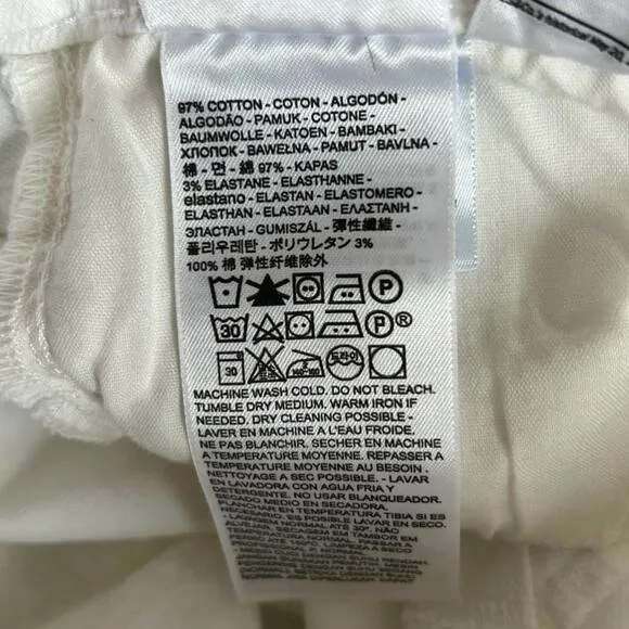 Levi’s 724 High Rise Straight Crop Distressed Raw Hem White Jeans Size 27
