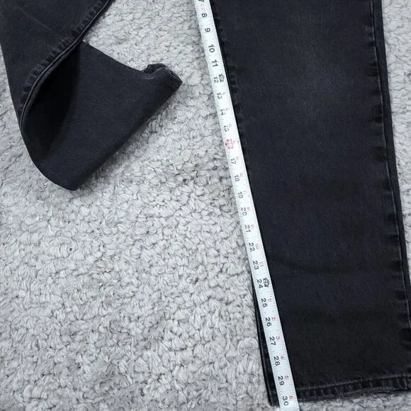 Levi's Premium Middy Straight Mid Rise Jeans Black Nonstretch Size 34 x 31