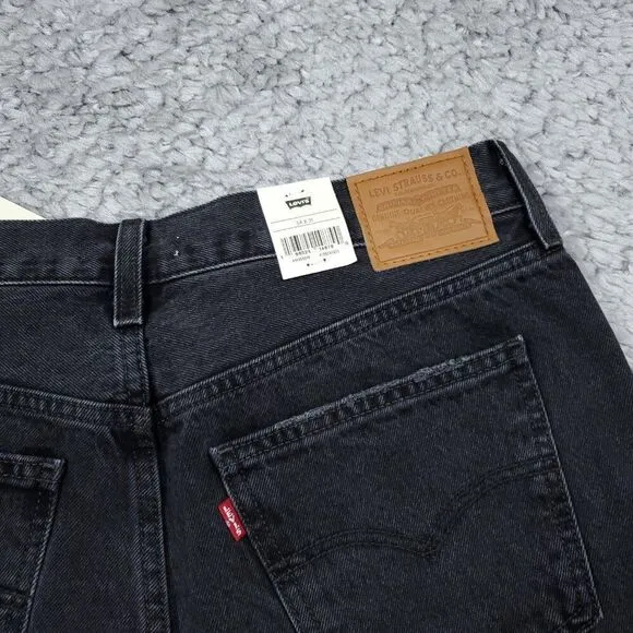 Levi's Premium Middy Straight Mid Rise Jeans Black Nonstretch Size 34 x 31