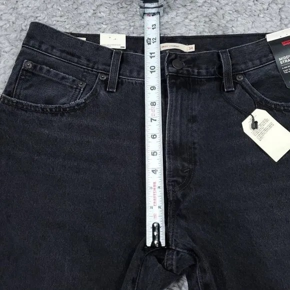 Levi's Premium Middy Straight Mid Rise Jeans Black Nonstretch Size 34 x 31