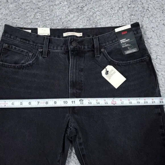 Levi's Premium Middy Straight Mid Rise Jeans Black Nonstretch Size 34 x 31
