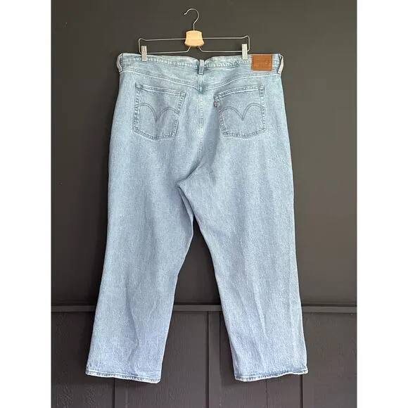Levis Ribcage Straight High Rise Jeans in Samba Done Light Wash Plus Size 22W