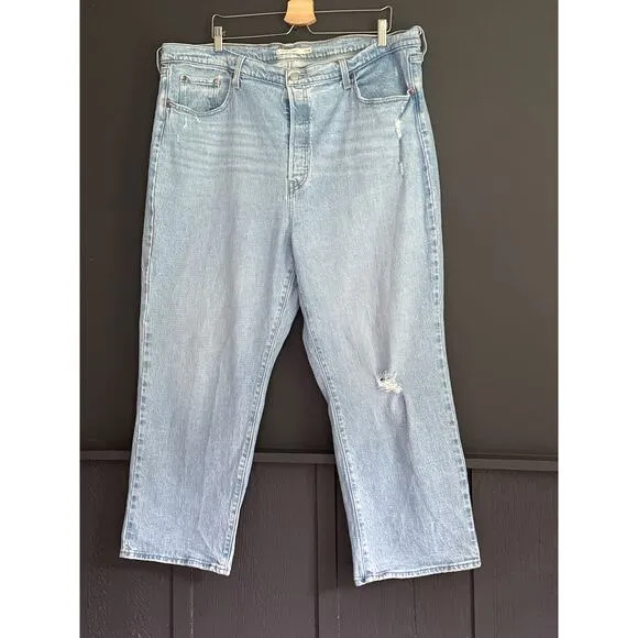 Levis Ribcage Straight High Rise Jeans in Samba Done Light Wash Plus Size 22W