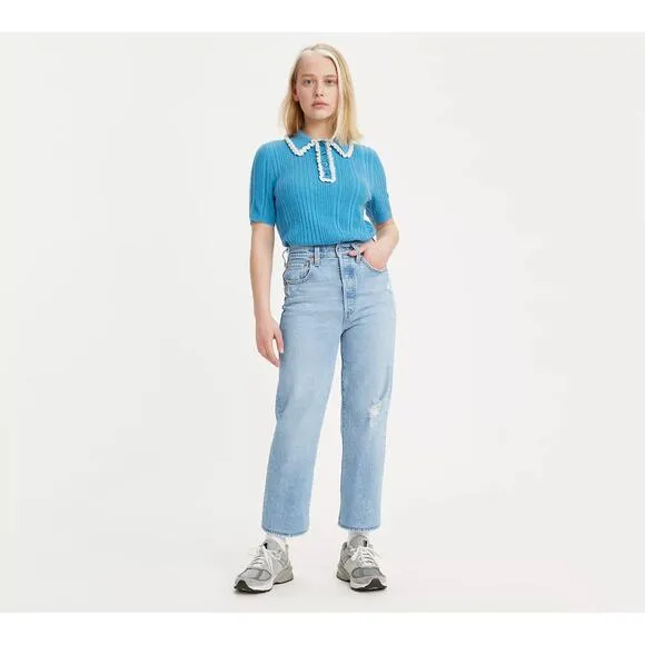 Levis Ribcage Straight High Rise Jeans in Samba Done Light Wash Plus Size 22W
