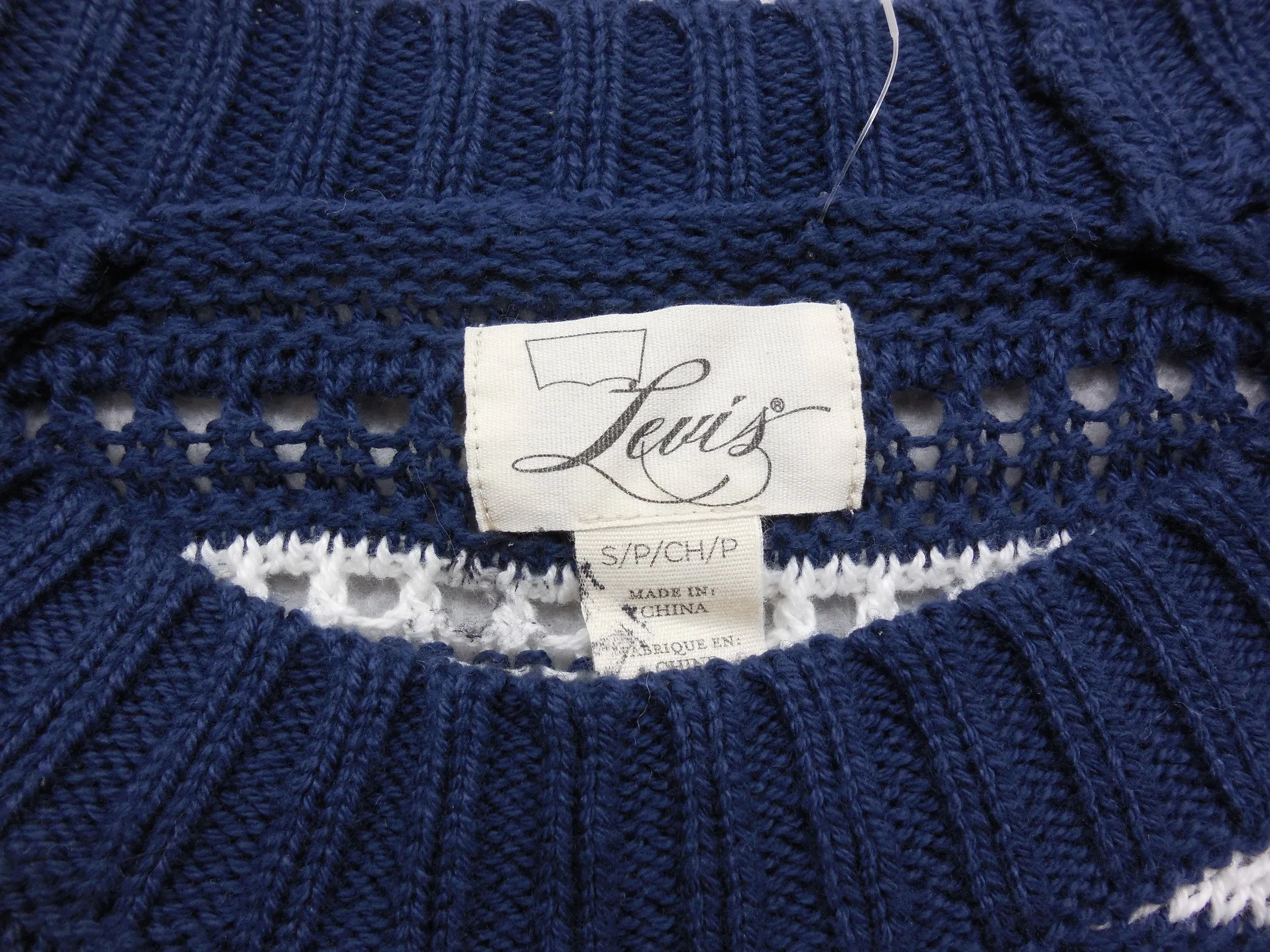 Levi's Striped Open Knit Long Sleeve Sweater Size Small