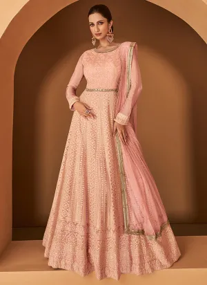 Light Pink Heavy Embroidered Anarkali Suit