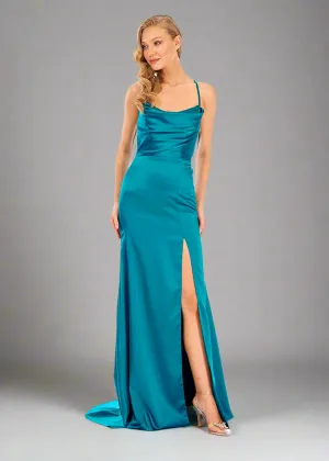 Lily cowl neck gown with slit