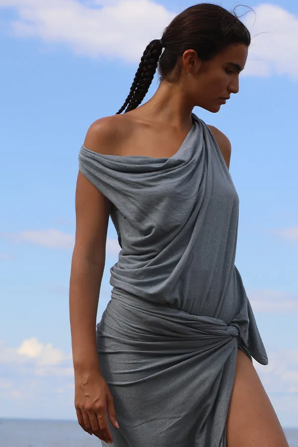 Linen Jersey Cowl Off The Shoulder Top