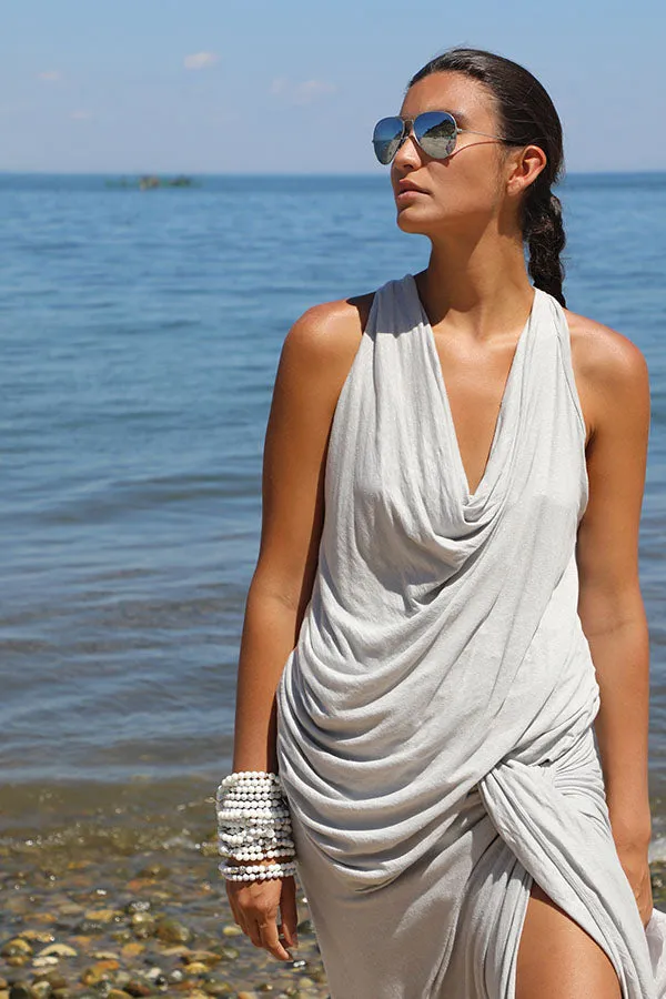Linen Jersey Cowl Off The Shoulder Top