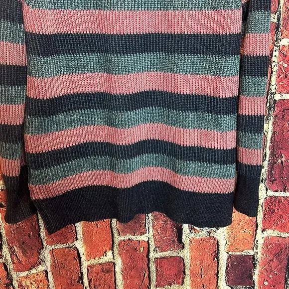 L.L Bean women's coastal 0 cotton pullover striped sweater size Large