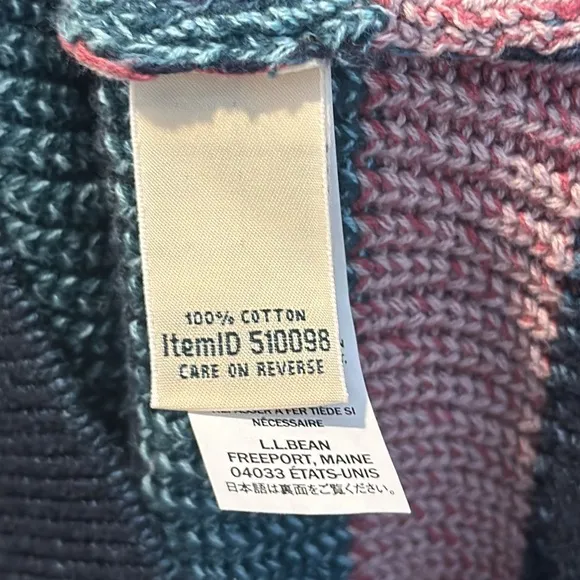 L.L Bean women's coastal 0 cotton pullover striped sweater size Large