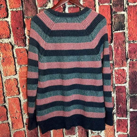 L.L Bean women's coastal 0 cotton pullover striped sweater size Large