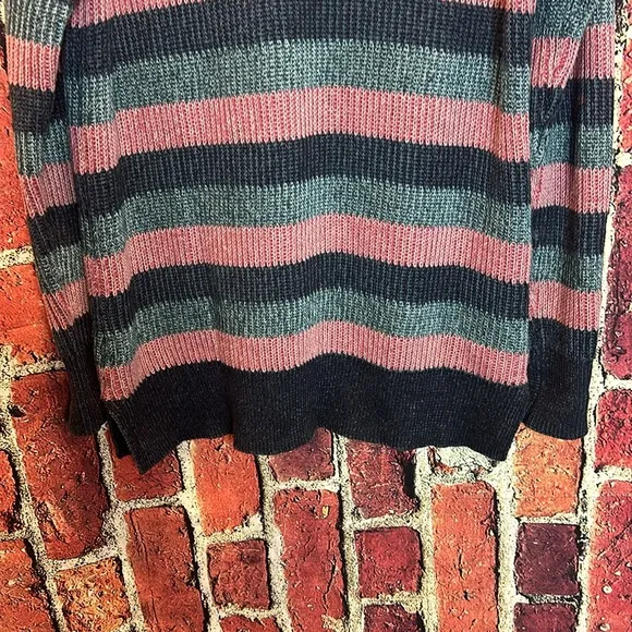 L.L Bean women's coastal 0 cotton pullover striped sweater size Large