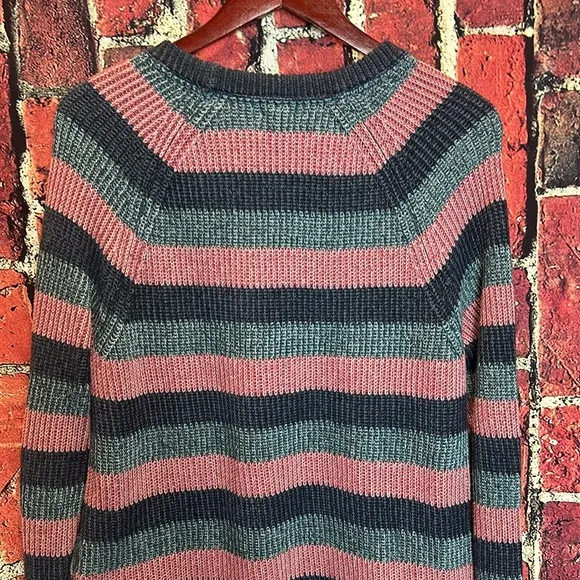 L.L Bean women's coastal 0 cotton pullover striped sweater size Large