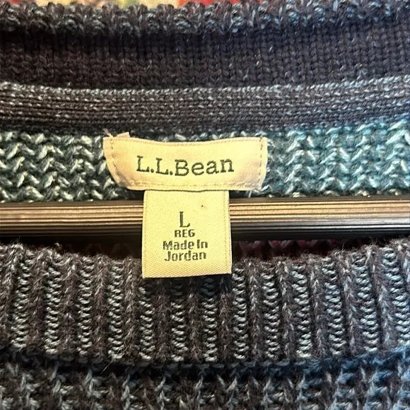 L.L Bean women's coastal 0 cotton pullover striped sweater size Large
