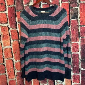 L.L Bean women's coastal 0 cotton pullover striped sweater size Large