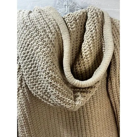 Loft Lounge Knit Hoodie Pullover V Neck Sweater Small