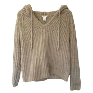 Loft Lounge Knit Hoodie Pullover V Neck Sweater Small