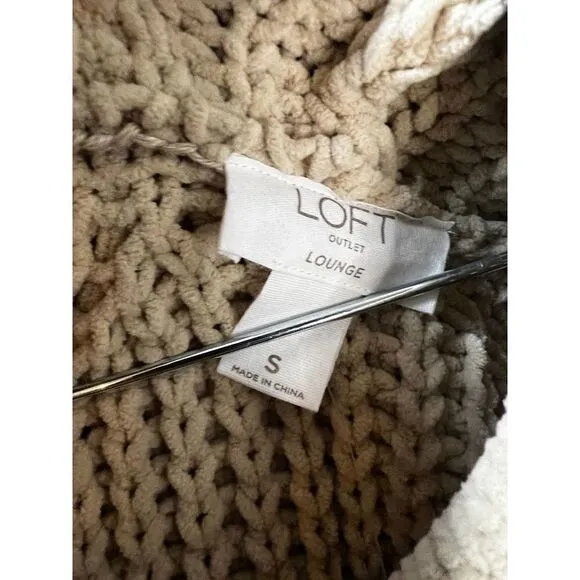 Loft Lounge Knit Hoodie Pullover V Neck Sweater Small