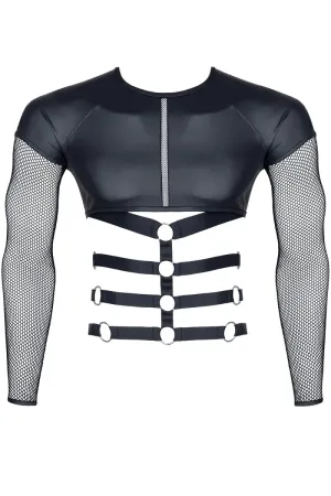 Long Sleeve Net Strap Shirt