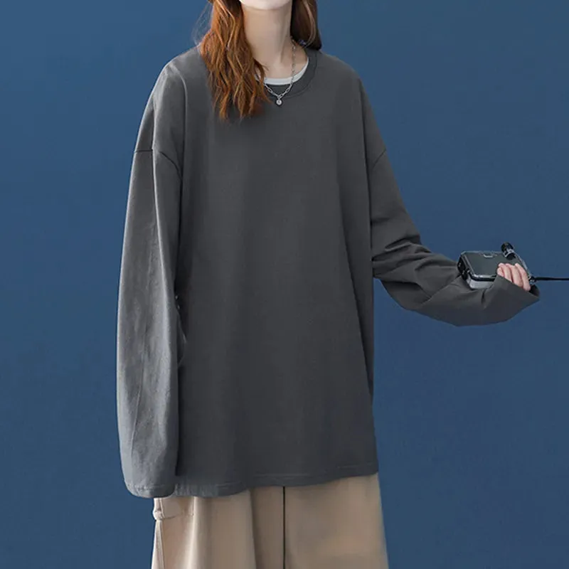 Long sleeve T-Shirt for Women Basic Oversized T Shirt Casual O-Neck Top