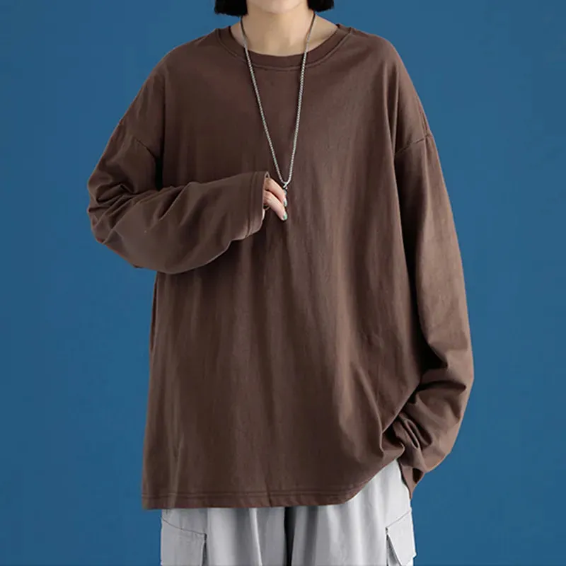 Long sleeve T-Shirt for Women Basic Oversized T Shirt Casual O-Neck Top
