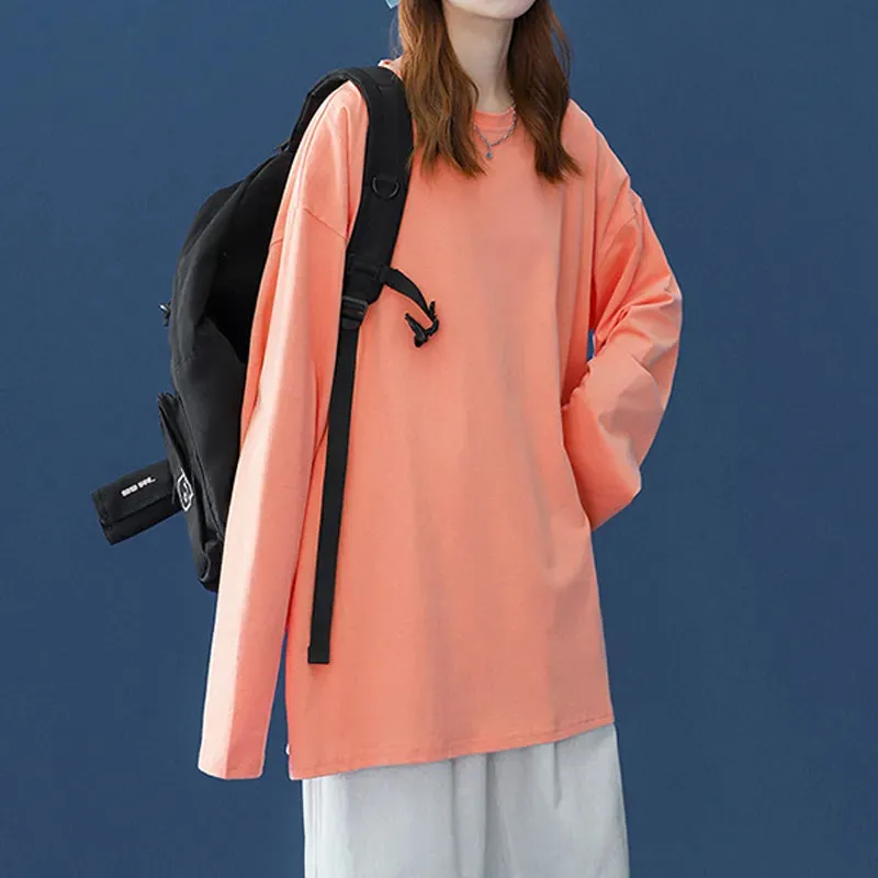 Long sleeve T-Shirt for Women Basic Oversized T Shirt Casual O-Neck Top
