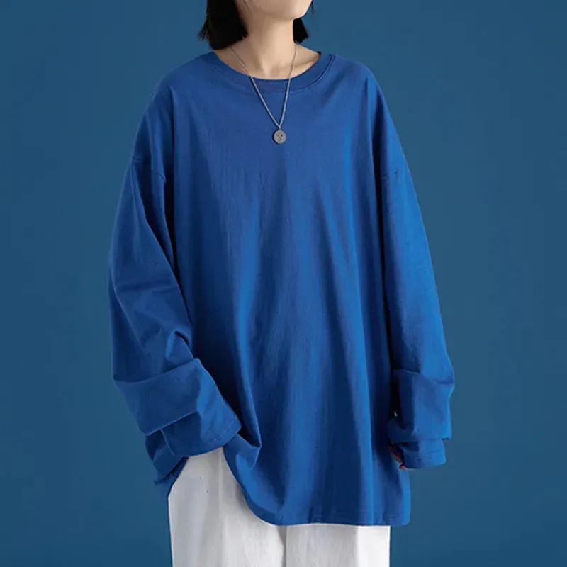 Long sleeve T-Shirt for Women Basic Oversized T Shirt Casual O-Neck Top