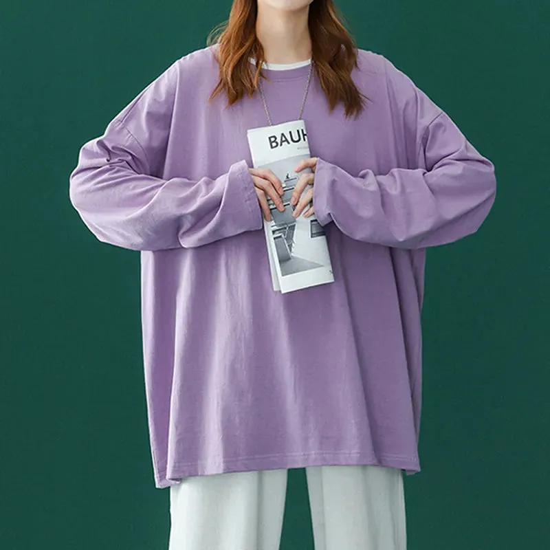Long sleeve T-Shirt for Women Basic Oversized T Shirt Casual O-Neck Top