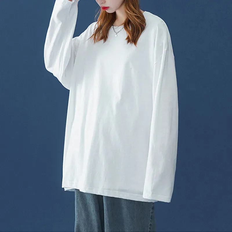Long sleeve T-Shirt for Women Basic Oversized T Shirt Casual O-Neck Top