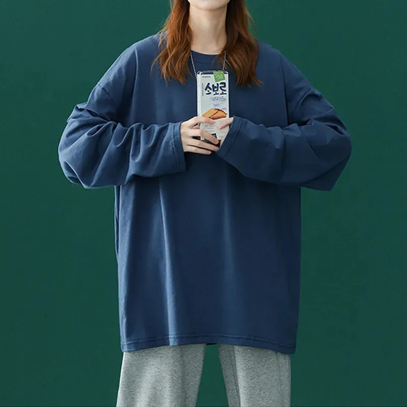 Long sleeve T-Shirt for Women Basic Oversized T Shirt Casual O-Neck Top