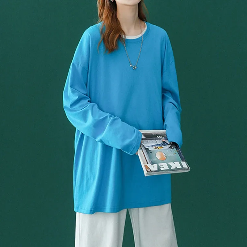 Long sleeve T-Shirt for Women Basic Oversized T Shirt Casual O-Neck Top