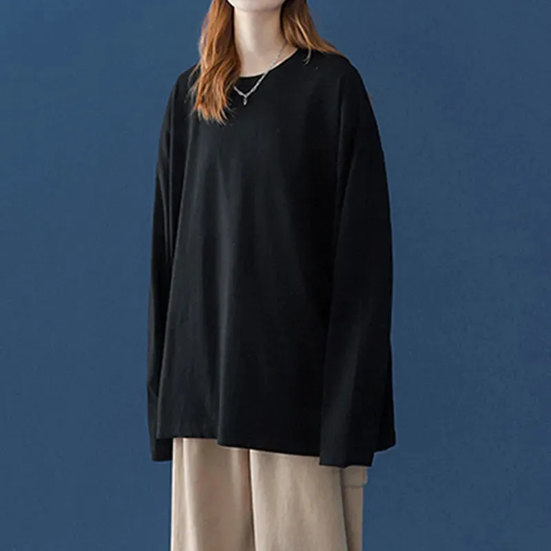 Long sleeve T-Shirt for Women Basic Oversized T Shirt Casual O-Neck Top